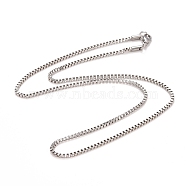 Men's Box Chain Necklaces 304 Stainless Steel Necklaces, Stainless Steel Color, 20 inch(50.8cm), 2mm wide(NJEW-507L-4)