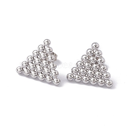 Non-Tarnish 304 Stainless Steel Triangle Stud Earrings for Women, Stainless Steel Color, 16x18mm, Pin: 0.6mm(EJEW-E199-18P)