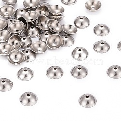 304 Stainless Steel Bead Caps, Stainless Steel Color, 6x2mm, Hole: 0.5mm(STAS-D040)