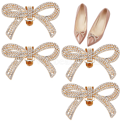 4Pcs Alloy Crystal Rhinestone Wedding Shoe Decorations, Detachable Shoe Buckle Clips, Light Gold, 39x62x5mm(FIND-CP0002-06KCG)