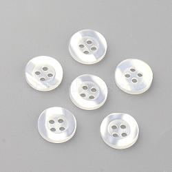 4-Hole Plastic Buttons, Flat Round, Seashell Color, 10x2mm, Hole: 1.5mm(BUTT-S020-11-10mm)