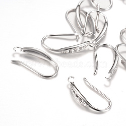 Brass Earring Hooks Rhinestone Settings, with Horizontal Loop, Nickel Free, Platinum, Fit For 1mm Rhinestone, 22x3mm, 18 Gauge, Pin: 1mm(KK-R037-07P-NF)