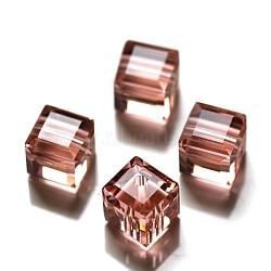 K9 Glass, Imitation Austrian Crystal Beads, Grade AAA, Faceted, Cube, Light Salmon, 4x4x4mm(size within the error range of 0.5~1mm), Hole: 0.7~0.9mm(SWAR-F074-4x4mm-30)