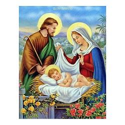 Holy Family Religion Human Pattern DIY Diamond Painting Kit, Including Resin Rhinestones Bag, Diamond Sticky Pen, Tray Plate and Glue Clay, Colorful, 400x300mm(WG56962-03)