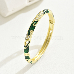 Fashionable Casual Retro Alloy Rhinestone Bangles with Enamel for Women, Real 18K Gold Plated(QT6970-1)