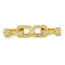 925 Sterling Silver Micro Pave Clear Cubic Zirconia Fold Over Clasps, Bowknot, Real 18K Gold Plated, 6x28.5x5.5mm(STER-U005-10G)