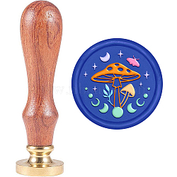 Brass Wax Seal Stamp with Handle, for DIY Scrapbooking, Mushroom Pattern, 89x30mm(AJEW-WH0184-1035)