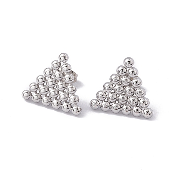304 Stainless Steel Triangle Stud Earrings for Women, Stainless Steel Color, 16x18mm, Pin: 0.6mm