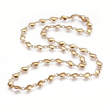 304 Stainless Steel Chain Necklaces, with Lobster Claw Clasps, Ion Plating (IP), Oval, Golden, 17.7 inch(45cm)