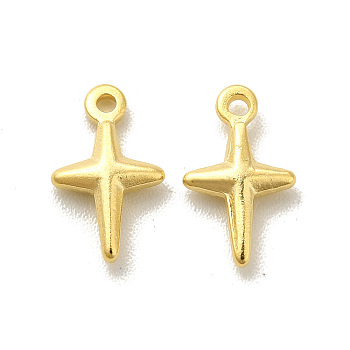 Brass Charms, Cadmium Free & Lead Free, Long-Lasting Plated, Cross Charm, Real 24K Gold Plated, 10x6x2mm, Hole: 1mm