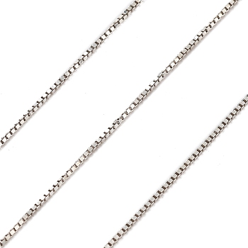 925 Sterling Silver Box Chains, Soldered, without Spool/Card Paper, Platinum, 1x0.5x0.5mm