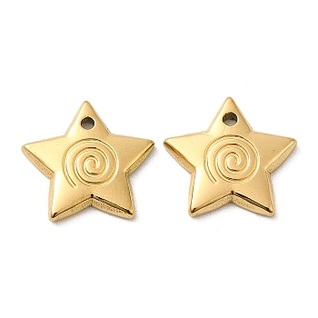 Ion Plating(IP) 316L Surgical Stainless Steel Charms, Star Charm, Real 18K Gold Plated, 13x14x2mm, Hole: 1mm