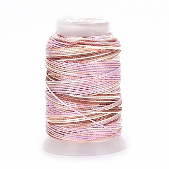 5 Rolls 12-Ply Segment Dyed Polyester Cords, Milan Cord, Round, Pink, 0.4mm, about 71.08 Yards(65m)/Roll