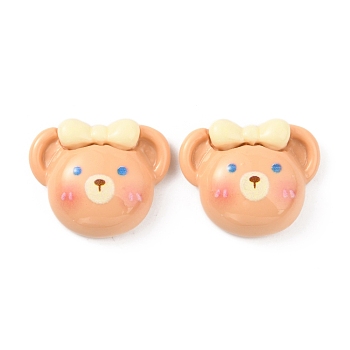 Opaque Resin Cabochons, Bear Pattern, 18.5x22x7.7mm