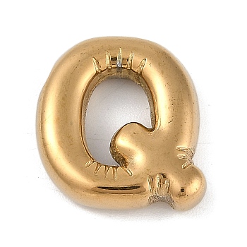 Ion Plating(IP) 304 Stainless Steel Pendants, Real 18K Gold Plated, Letter Q, 18.5x17.5x4.5mm, Hole: 2mm