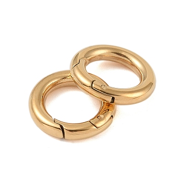 Ion Plating(IP) 316 Stainless Steel Spring Gate Rings, Rings, Real 18K Gold Plated, 20x3.5mm