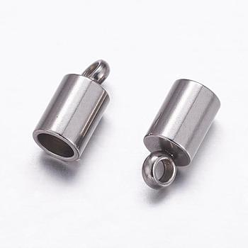 304 Stainless Steel Cord Ends, End Caps, Stainless Steel Color, 8x4mm, Hole: 1.5mm, Inner Diameter: 3mm
