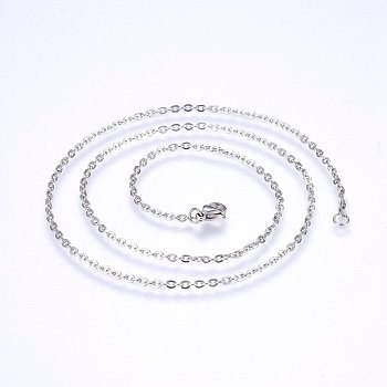 304 Stainless Steel Cable Chains Necklaces, with Lobster Claw Clasps, Stainless Steel Color, 18.1 inch(46cm), 2mm