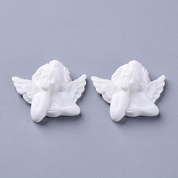 Resin Cabochons, Cupid/Cherub, White, 25x32x10.5mm