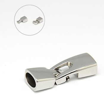 304 Stainless Steel Snap Lock Clasps, Stainless Steel Color, 34x12x9mm, Hole: 6x10mm