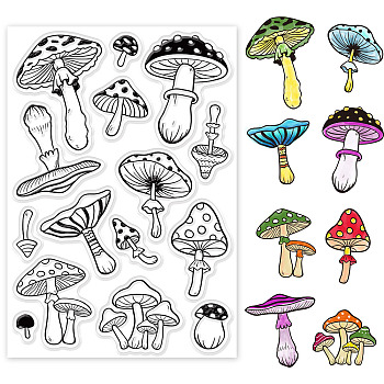 PVC Plastic Stamps, for DIY Scrapbooking, Photo Album Decorative, Cards Making, Stamp Sheets, Mushroom Pattern, 16x11x0.3cm
