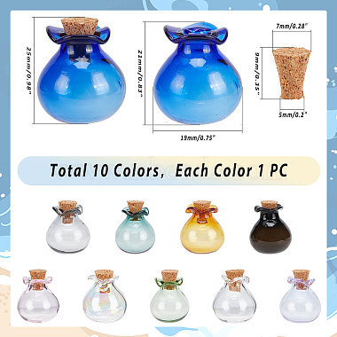 Elite 10Pcs 10 Colors Lucky Bag Shape Glass Cork Bottles Ornament(AJEW-PH0004-64)-4