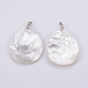 Natural White Shell Mother of Pearl Shell Big Pendants(SSHEL-L008-40P)-3