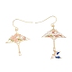 Parapluie vintage et boucles d'oreilles pendantes papillon pour cadeau femme fille(EJEW-P266-02LG)-1