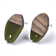 Opaque Resin & Walnut Wood Stud Earring Findings(MAK-N032-010A-B02)-2