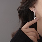 Heart Alloy Dangle Stud Earrings, Platinum, 39x11mm(FS-WG2F047-01)