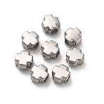 304 Stainless Steel Beads, Cross, Stainless Steel Color, 4x4x2.5mm, Hole: 1.4mm(X-STAS-D204-04P)
