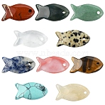 10Pcs 10 Styles Natural & Synthetic Mixed Gemstone Pendants, Fish Charms, 23.5~24.5x12x5~6mm, Hole: 2mm, 1pc/style(G-YW0002-80)