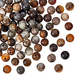 100Pcs Natural Amazonite Beads, Dyed, Round, Black, 6~7mm, Hole: 1.2mm(G-OC0004-14)