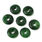 Natural Myanmar Jade Dyed Pendants, Carved Disc Charms, Green, 23.5x5.5~6mm, Hole: 5~5.5mm(G-D364-05A)