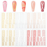 12Pcs 6 Colors Imitation Metal Line Nail Art Stickers, Self-adhesive DIY Nail Decorations for Women and Girls, Mixed Color, 10x8x0.03cm, 2pcs/color(MRMJ-OC0003-93)