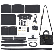 DIY Crossbody Bag Making Kits, including Imitation Leather Bottom, Covers, Strap, Cotton Threads, Cords, Alloy & Iron Clasps, Screwdriver, Needle, Black, Thread: 1mm(DIY-WH0304-349)