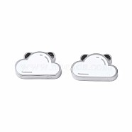 304 Stainless Steel Pendants, with Enamel, Cloud, White, 10x18x3mm, Hole: 1mm(STAS-N095-067)