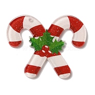 Printed Christmas Theme Acrylic Pendants, Candy Cane, 43.5x35x2mm, Hole: 1.8mm(OACR-L018-10A)