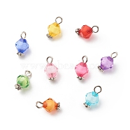 Transparent Acrylic Charms, with Tibetan Style Alloy & Iron Findings, Bead in Bead, Bicone, Mixed Color, 13.5x7.5mm, Hole: 2.5mm(PALLOY-JF01744)