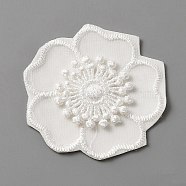 Computerized Embroidery Lace Self Adhesive/Sew on Patches, Costume Accessories, Appliques, Flower, 50x48x2mm(DIY-WH0410-49K)