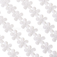 Polyester Lace Trim, Flower Pattern, White, 40mm(OCOR-TAC0008-20)