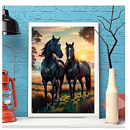 DIY Diamond Painting Stickers Kits For Kids, including Resin Rhinestone, Diamond Sticky Pen, Tray Plate, Glue Clay, Horse, 400x300x0.2mm, Resin Rhinestone: 2.5x1mm, 20 color, 1bag/color, 20bags(DIY-G115-04B)