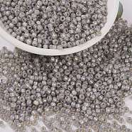 MIYUKI Round Rocailles Beads, Japanese Seed Beads, 8/0, (RR2356) Silverlined Light Taupe Opal, 3mm, Hole: 1mm, about 422~455pcs/10g(X-SEED-G008-RR2356)