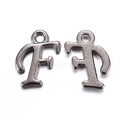 Gunmetal Plated Alloy Letter Pendants, Rack Plating, Letter.F, 13x8x2mm, Hole: 1.5mm(PALLOY-P097-03-F)