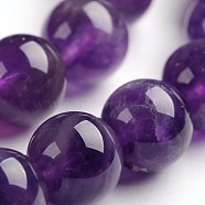 Round Natural Amethyst Gemstone Bead Strands, 12mm, hole: 1mm, about 33pcs/strand, 14.9 inch(G-J333-01-12mm)