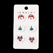 Christmas Theme Acrylic Stud Earrings for Women, with Steel Needle, Snowman/Christmas tree/Deer, Platinum, Mixed Color, 15.5mm(EJEW-U016-08P)