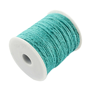 Colored Jute Cord, Jute String, Jute Twine, 3-Ply, for Jewelry Making, Turquoise, 2mm, about 109.36 yards(100m)/roll(OCOR-R008-2mm-012)