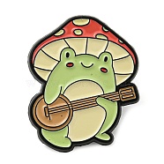 Cartoon Frog Mushroom Zinc Alloy Brooch, Enamel Pins for Backpack Clothees, Peru, 31x26x1.4mm(JEWB-M032-02B-EB)
