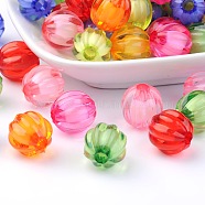 Transparent Acrylic Beads, Bead in Bead, Pumpkin, Mixed Color, 14mm, Hole: 4mm, about 390pc/500g(TACR-S098-M)