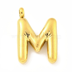 Ion Plating(IP) 304 Stainless Steel Pendants, Letter Charm, Golden, Letter M, 26x18x5.5mm, Hole: 3mm(STAS-C102-16G-M)